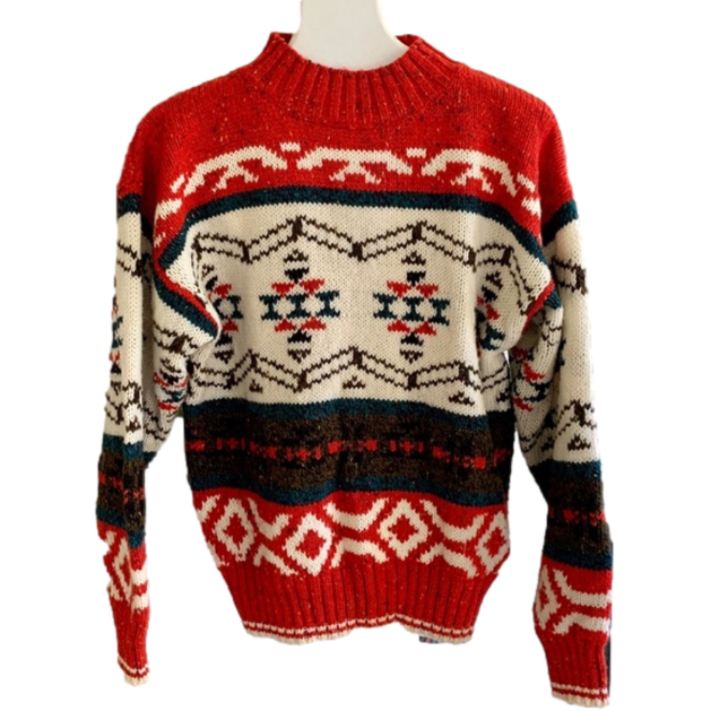 Vintage 80’s Wool Blend Aztec Long Sleeve Sweater